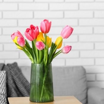 tulipes rose dans vase moderne