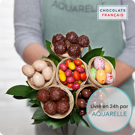 , composée de chocolats et d'un peu de feuillage, une gamme exquise et authentique composée de délicieux rochers enrobés de chocolat
