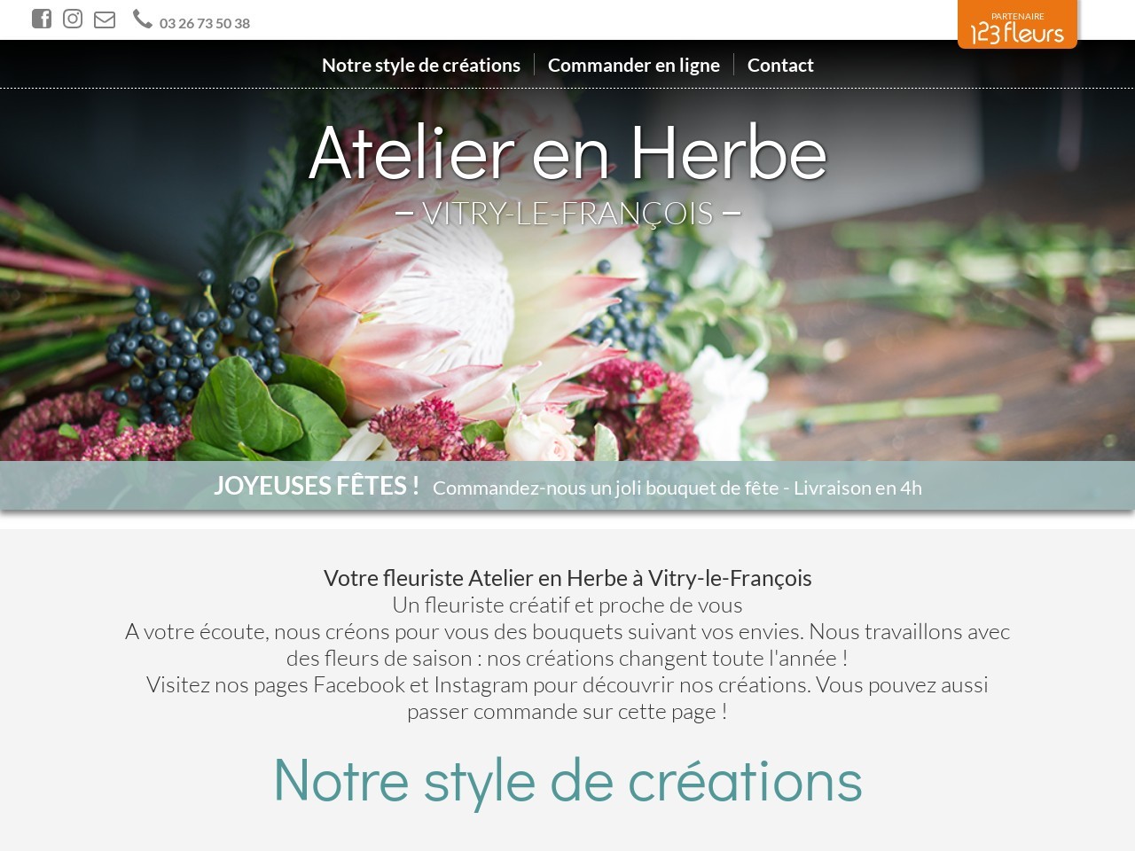 Site fleuriste Atelier en Herbe - 123fleurs