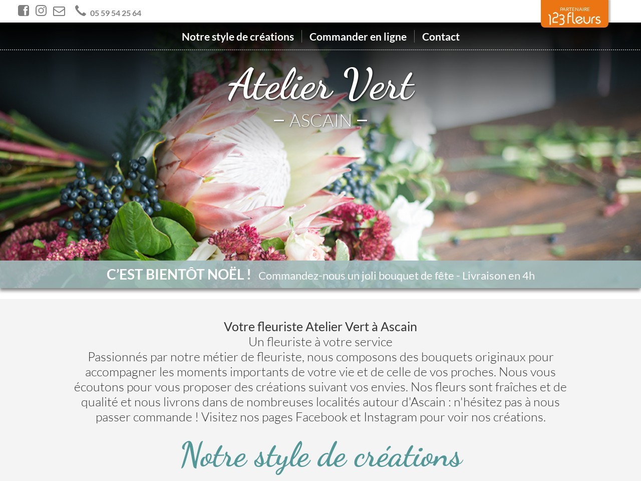 Site fleuriste Atelier Vert - 123fleurs